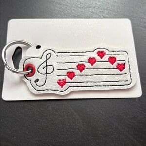 White and Red Music Note Key Holder